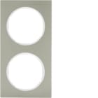 HAGER BOCCHIOTTI - Cornice doppia Berker R.3 acciaio inox/bianco polare 10122214