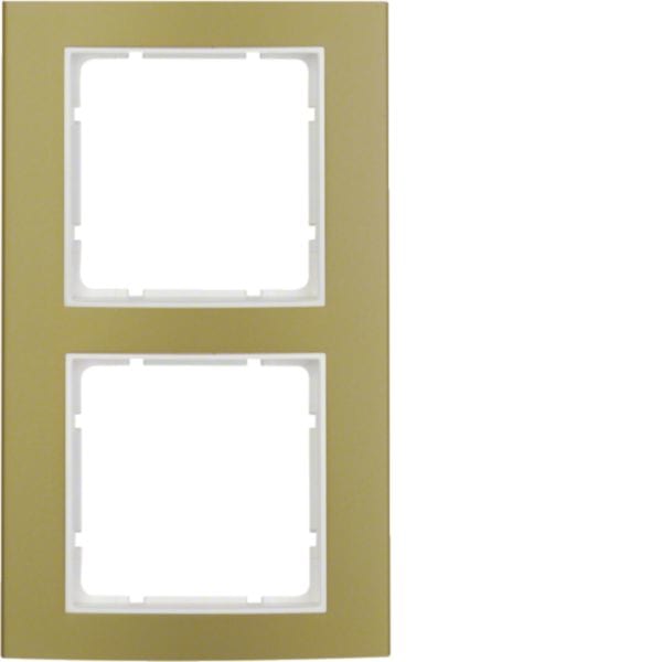 HAGER BOCCHIOTTI - Cornice doppia Berker B.3 alu oro/bianco polare opaco, alluminio anodizzato 10123046