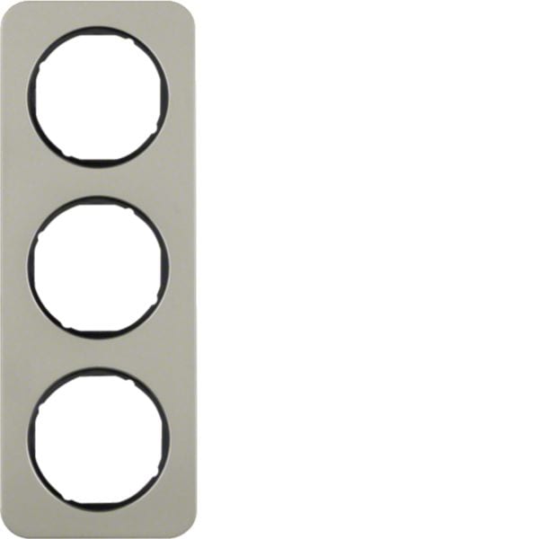 HAGER BOCCHIOTTI - Cornice tripla Berker R.1 acciaio inox/nero 10132104