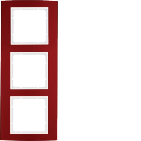 HAGER BOCCHIOTTI - Cornice tripla Berker B.3 alu rosso/bianco polare opaco, alluminio anodizzato 10133022