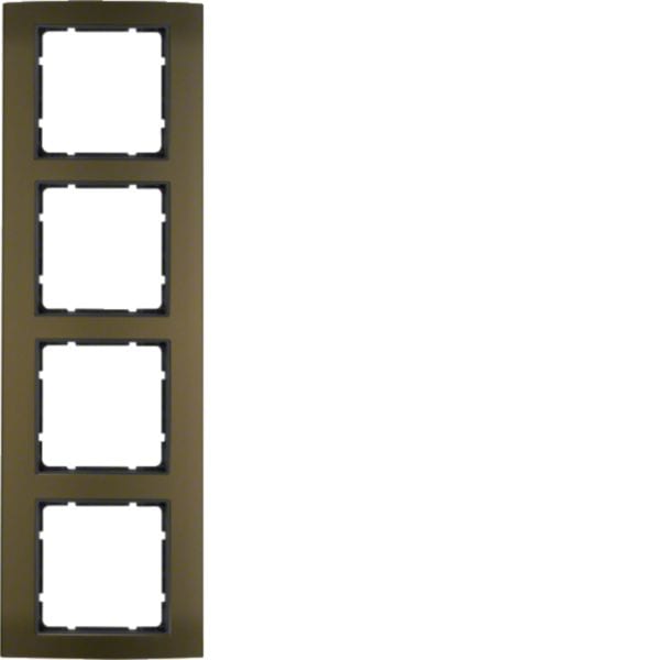 HAGER BOCCHIOTTI - Cornice quadrupla Berker B.3 alu marrone/antracite opaco, alluminio anodizzato 10143001
