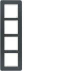 HAGER BOCCHIOTTI - Cornice quadrupla Berker Q.7 antracite velluto, verniciato 10146186