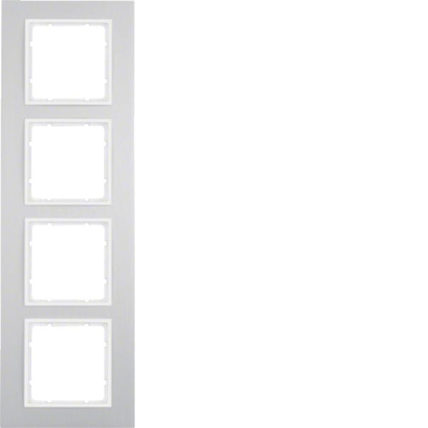 HAGER BOCCHIOTTI - Cornice quadrupla Berker B.7 alu/bianco polare opaco, alluminio anodizzato 10146914