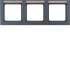 HAGER BOCCHIOTTI - Cornice tripla x montaggio orizzontale Berker Q.3 antracite velluto, verniciato 10236086