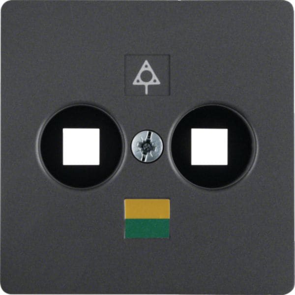 HAGER BOCCHIOTTI - Mascherina centrale per presa equipotenziale antracite opaco 14031606