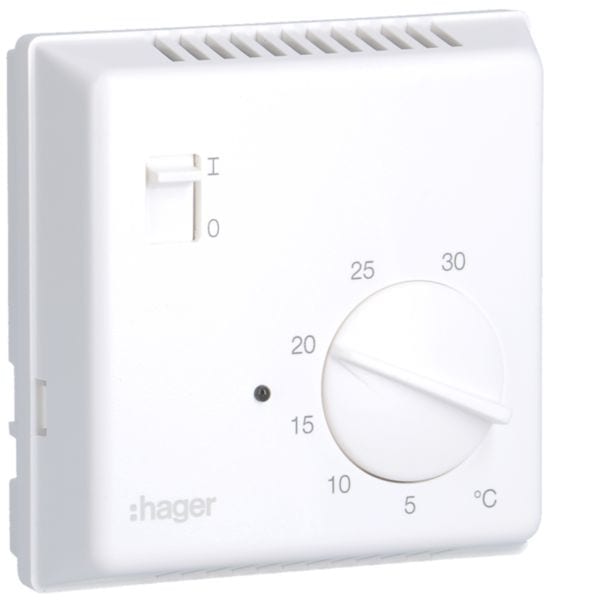 HAGER BOCCHIOTTI - Termostato bimetallo parete 1 contatto normalmente chiuso 10A 230V 3 fili 25615
