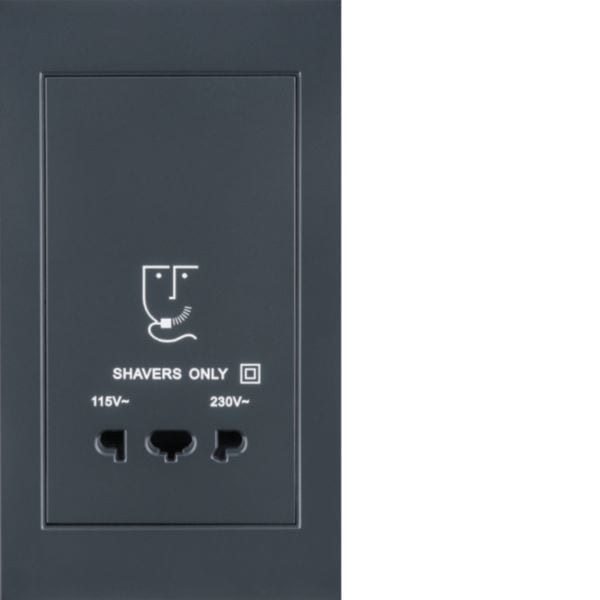 HAGER BOCCHIOTTI - Presa senza messa a terra per rasoio elettrico, K.1 antracite 3344767016