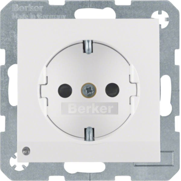 HAGER BOCCHIOTTI - Presa SCHUKO con luce di orientamento LED Berker S.1/B.3/B.7 bianco polare lucid 41098989