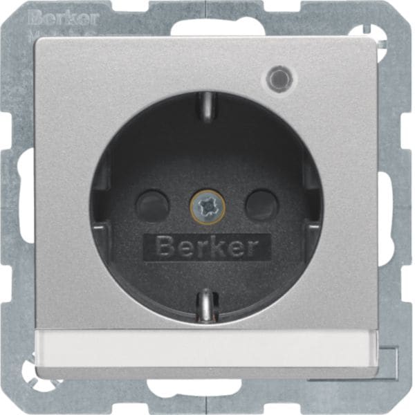 HAGER BOCCHIOTTI - Presa SCHUKO con LED di controllo Berker Q.1/Q.3 alu velluto, verniciato 41106084