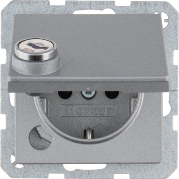 HAGER BOCCHIOTTI - Presa SCHUKO con mors. alza vite, coperchio, serr., Q.1, allum.opaco, laccato 41636084
