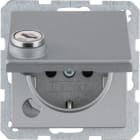 HAGER BOCCHIOTTI - Presa SCHUKO con mors. alza vite, coperchio, serr., Q.1, allum.opaco, laccato 41636084