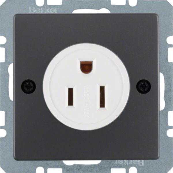 HAGER BOCCHIOTTI - Presa con terra USA/CANADA NEMA 5-15 R Serie Q.1/Q.3 antrac.vellut, vern. 41666086