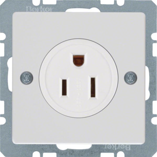 HAGER BOCCHIOTTI - Presa con messa terra USA/CANADA NEMA 5-15 R Berker Q.1/Q.3 bianco polare vellut 41666089