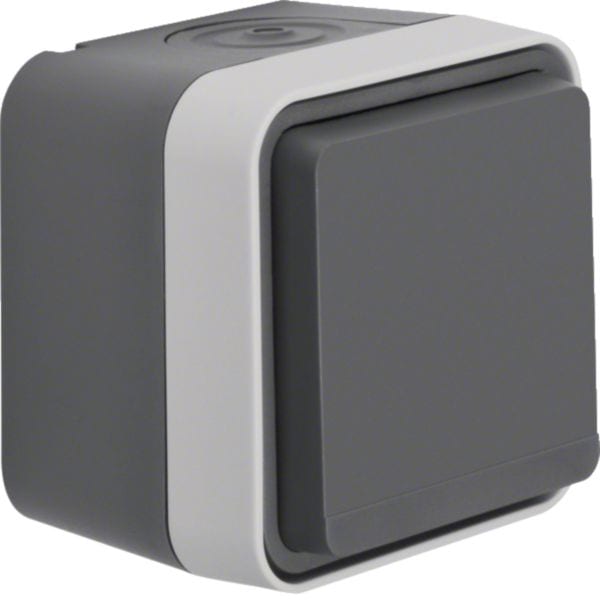 HAGER BOCCHIOTTI - Presa SCHUKO con coperchio a cerniera a parete W.1 grigio/grigio chiaro opaco 47633525