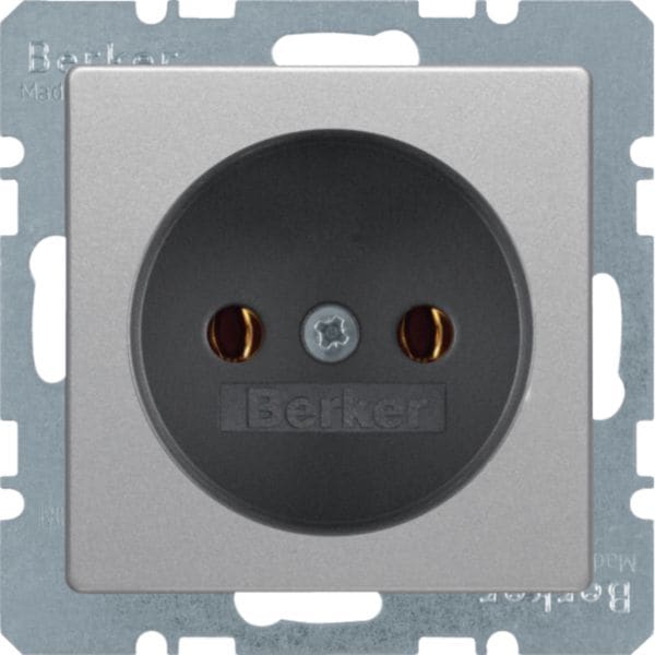 HAGER BOCCHIOTTI - Presa senza messa a terra Berker Q.1/Q.3 alu velluto, verniciato 6161036084
