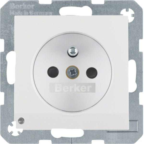 HAGER BOCCHIOTTI - Presa con spinotto x terra + LED orientamento Serie S.1/B.3/B.7 bianco pol. opac 6765101909
