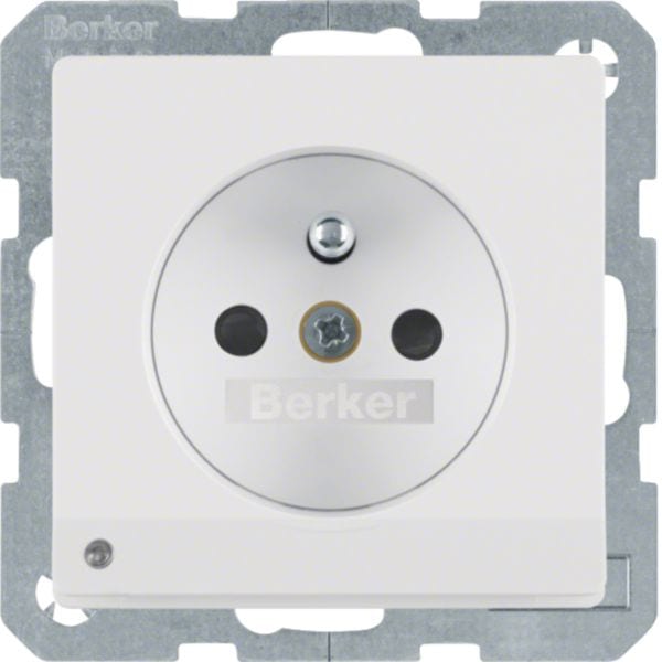HAGER BOCCHIOTTI - Presa con spinotto x terra + LED orientamento Serie Q.1/Q.3 bianco polare vellut 6765106089