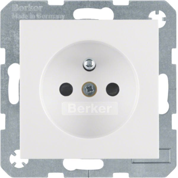HAGER BOCCHIOTTI - Presa con spinotto di messa a terra Berker S.1/B.3/B.7 bianco polare lucido 6765768989