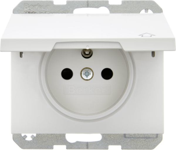 HAGER BOCCHIOTTI - Presa con spinotto di terra e coperchio a cerniera Serie K.1 bianco pol. luc. 6765777109