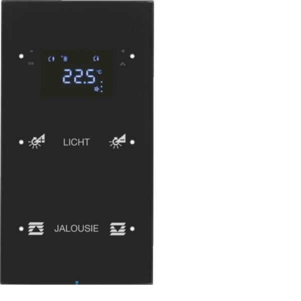 HAGER BOCCHIOTTI - Sensore touch doppio con Termostato KNX - Serie R.3 vetro nero 75642155
