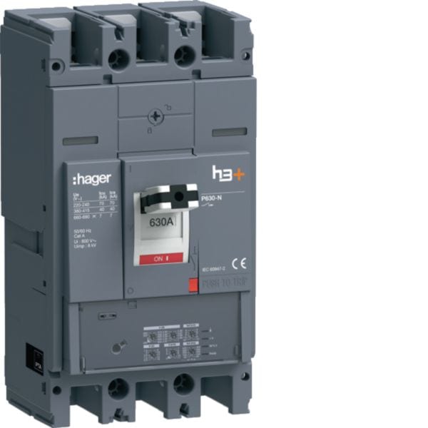 HAGER BOCCHIOTTI - Interruttore automatico scatolato h3+ P630 LSI 3P 40kA 630A HNW630JR