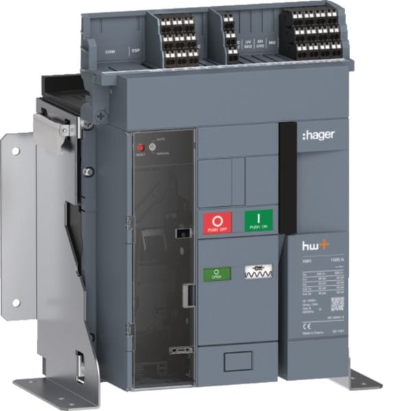 HAGER BOCCHIOTTI - Interruttore automatico aperto hw+ HW1 66kA 1000A 3P fisso sentinel HW1E310FB
