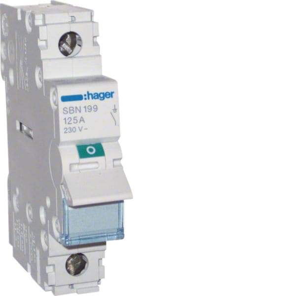 HAGER BOCCHIOTTI - Interruttore non automatico 1 P 125 A 230 V AC 1 modulo DIN SBN199