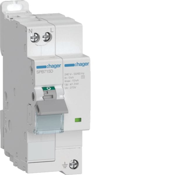 HAGER BOCCHIOTTI - SPD 2P T2 autoprotetto 15KA segnalazione finevita SPB715D
