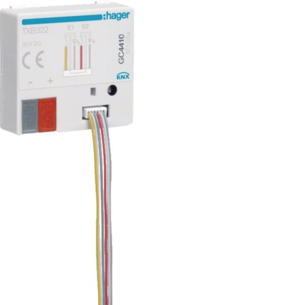 HAGER BOCCHIOTTI - Modulo ingresso KNX 2 ingressi liberi da potenziale + 2 uscite x led da incasso TXB322