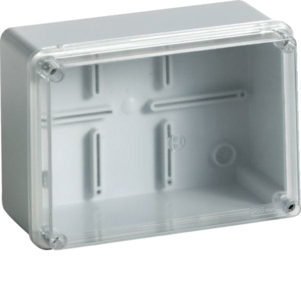 HAGER BOCCHIOTTI - IP56 03 TRASP VM Cassetta di derivazione cop trasparente viti metalliche GRIGIO B04853
