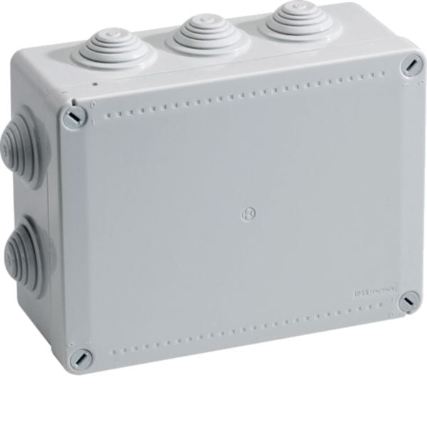 HAGER BOCCHIOTTI - Cassetta di derivazione IP55 grigia 190x140x70 1/4 di giro IP55 04 GRI