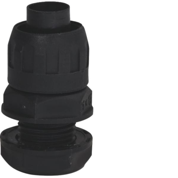 HAGER BOCCHIOTTI - RPMN 20 Raccordo dritto girevole guaina spiralata/scatola IP65 passo M1,5 NERO B11199