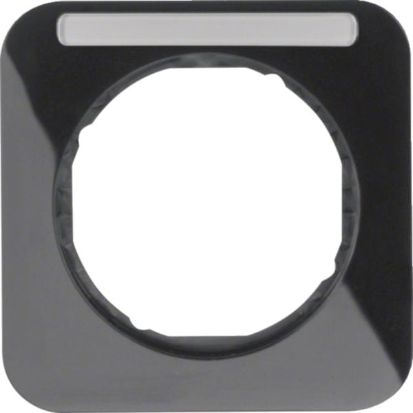 HAGER BOCCHIOTTI - Cornice singola con portaetichetta Berker R.1 nero lucido