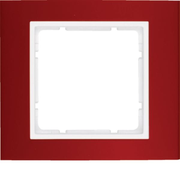 HAGER BOCCHIOTTI - Cornice singola Berker B.3 alu rosso/bianco polare opaco, alluminio anodizzato