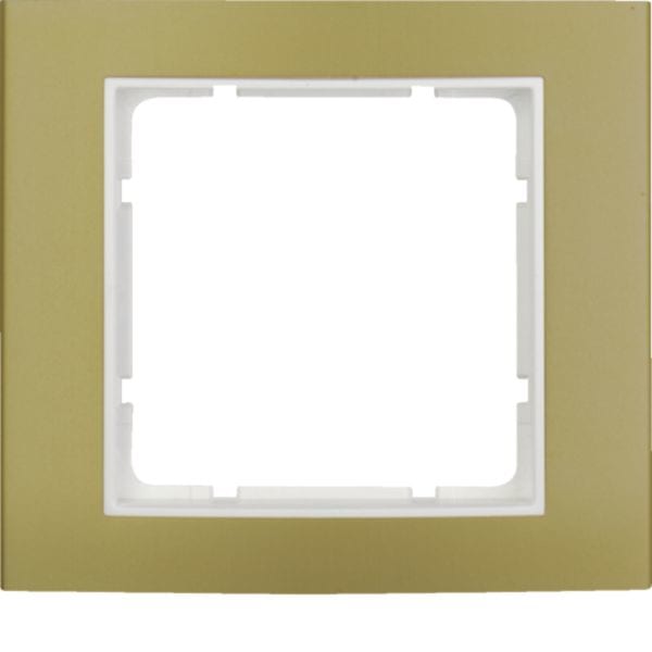 HAGER BOCCHIOTTI - Cornice singola Berker B.3 alu oro/bianco polare opaco, alluminio anodizzato 10113046