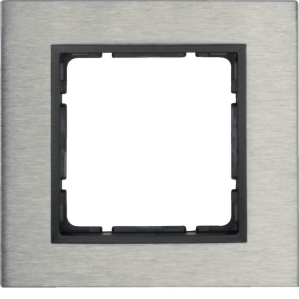 HAGER BOCCHIOTTI - Cornice singola Berker B.7 acciaio inox/antracite opaco, metallo spazzolato