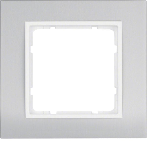 HAGER BOCCHIOTTI - Cornice singola Berker B.3 alu/bianco polare opaco, alluminio anodizzato