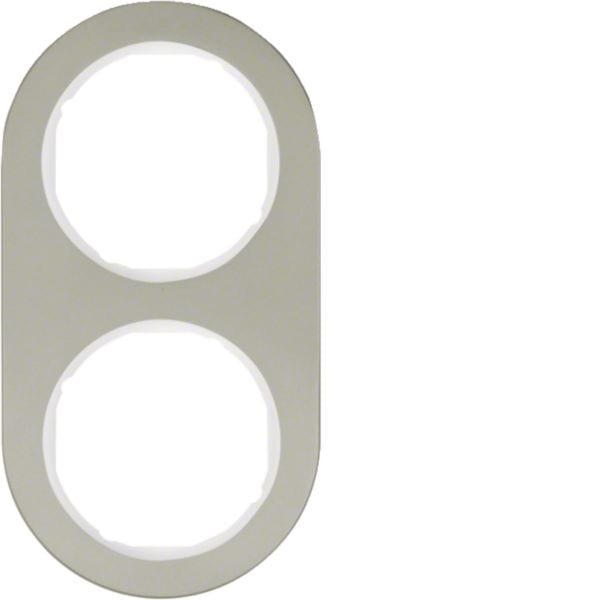 HAGER BOCCHIOTTI - Cornice doppia Serie R.classic?acciaio inox/bianco polare, metallo opaco 10122014