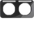 HAGER BOCCHIOTTI - Cornice doppia x montaggio orizzontale con portaetich. Berker R.1 nero lucido