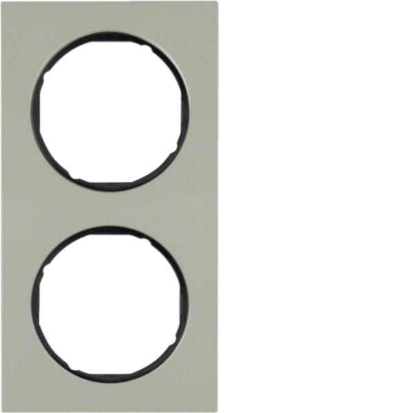 HAGER BOCCHIOTTI - Cornice doppia Berker R.3 acciaio inox/nero 10122204