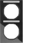 HAGER BOCCHIOTTI - Cornice doppia x montaggio verticale con portaetichetta Berker R.3 nero lucido