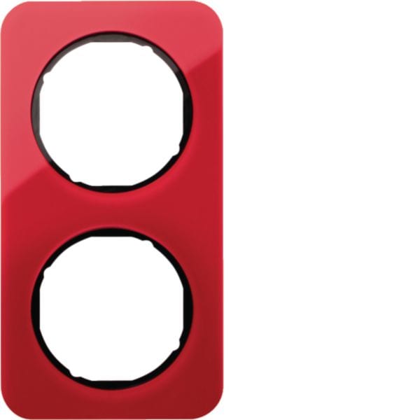 HAGER BOCCHIOTTI - Cornice doppia Berker R.1 rosso trasparente/nero lucido, acrilico