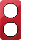 HAGER BOCCHIOTTI - Cornice doppia Berker R.1 rosso trasparente/nero lucido, acrilico
