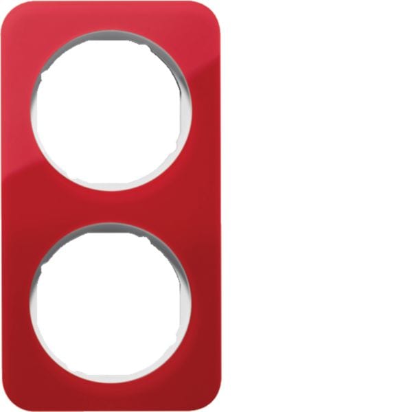 HAGER BOCCHIOTTI - Cornice doppia Berker R.1?rosso trasparente/bianco polare lucido, acrilico