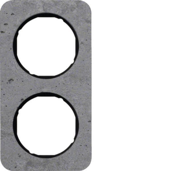HAGER BOCCHIOTTI - Cornice doppia Berker R.1 grigio/nero lucido, calcestruzzo 10122374