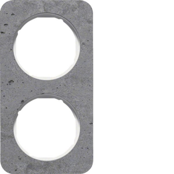 HAGER BOCCHIOTTI - Cornice doppia Berker R.1 grigio/bianco polare lucido, calcestruzzo 10122379