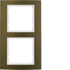 HAGER BOCCHIOTTI - Cornice doppia Berker B.3 alu marrone/bianco polare opaco, alluminio anodizzato 10123021