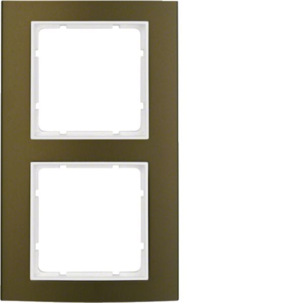 HAGER BOCCHIOTTI - Cornice doppia Berker B.3 alu marrone/bianco polare opaco, alluminio anodizzato