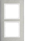 HAGER BOCCHIOTTI - Cornice doppia vert. Serie B.7 acciaio inox/bianco polare opaco, metallo spazz.