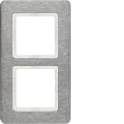 HAGER BOCCHIOTTI - Cornice doppia verticale Berker Q.7 acciao inossidabile, metallo spazzolato